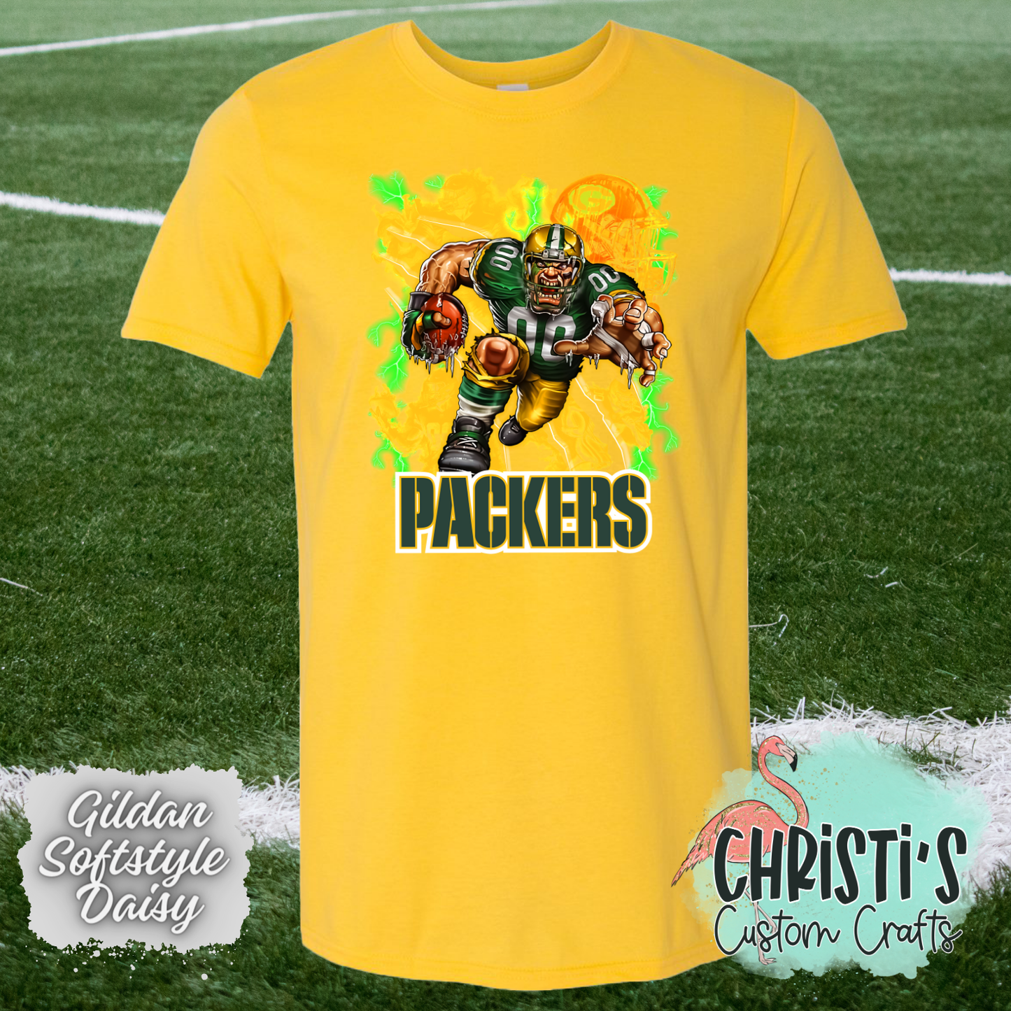 Packers player running airbrush background