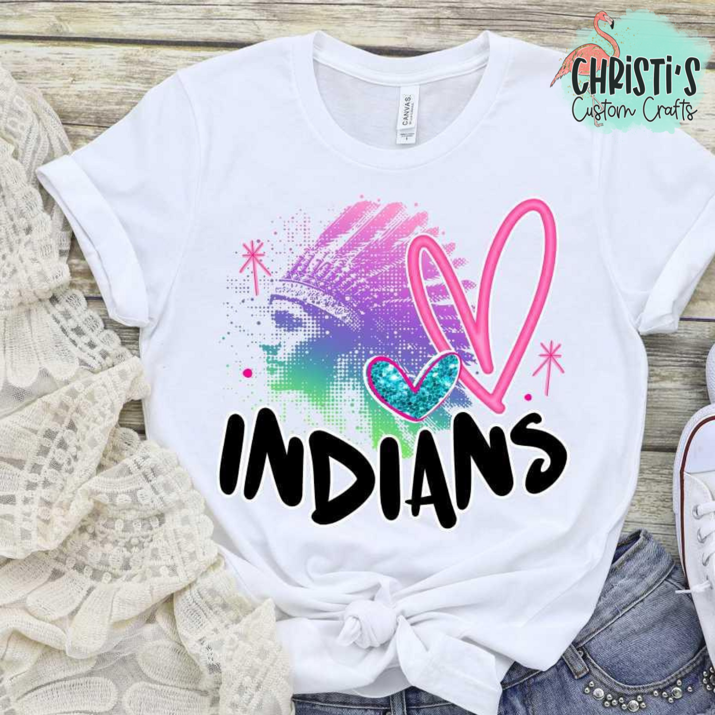 Rainbow Dot Mascot with Black Mascot Name & Pink Heart