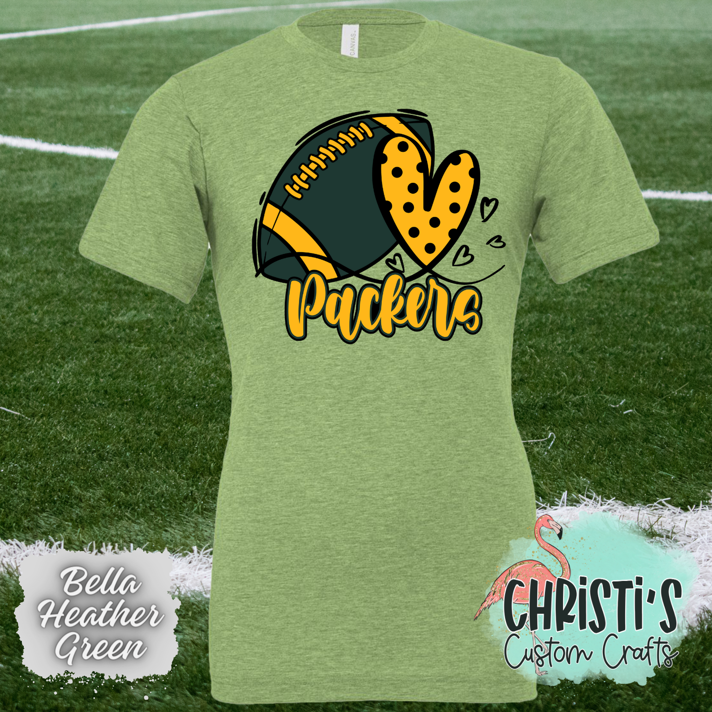 Packers Football &Polka Dot Heart