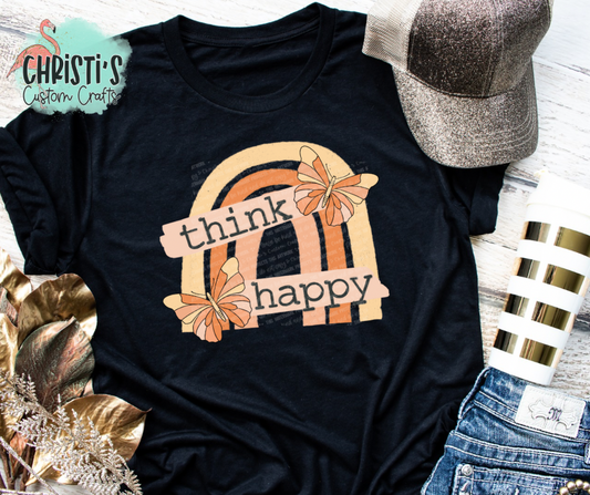 Think Happy Boho Rainbow with Butterflies