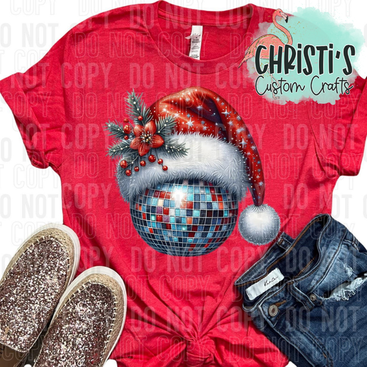 Disco Ball with Santa Hat