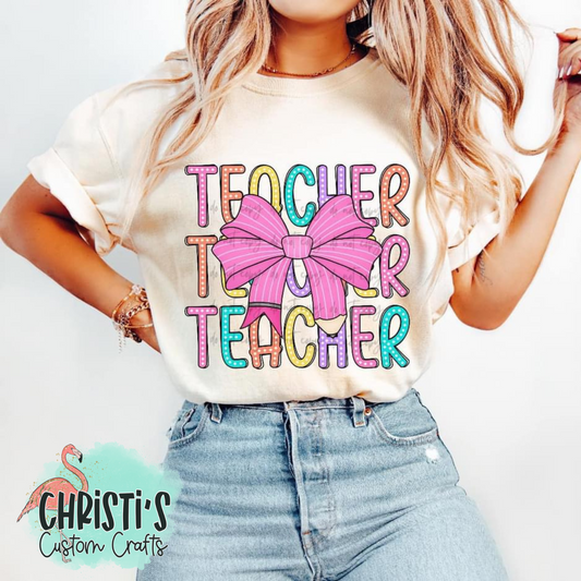 Teacher repeat with Pink Bow