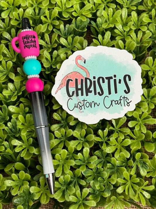 Coffee Teach Repeat (Pink Mug) Pen